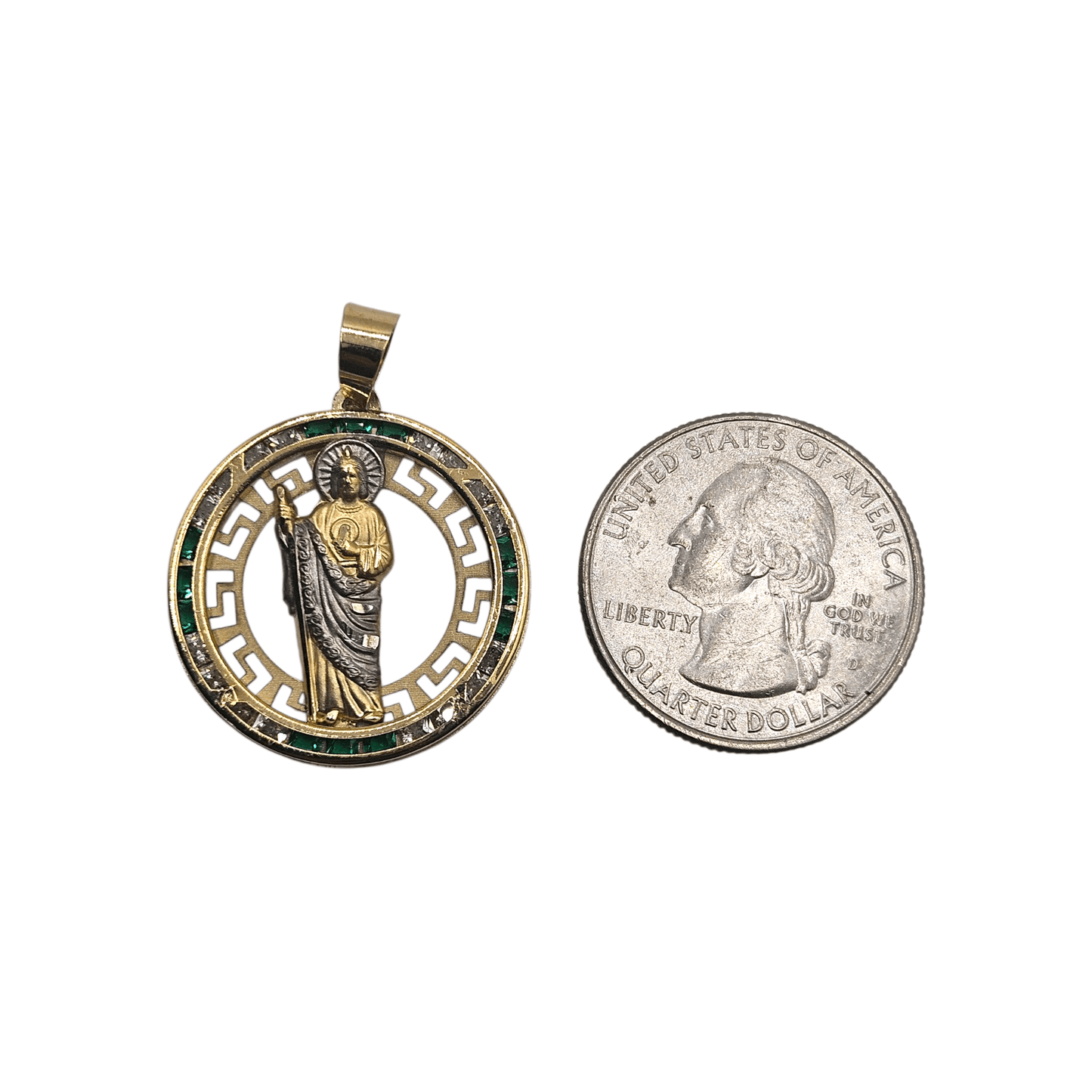 14K Gold San Judas Round Pendant