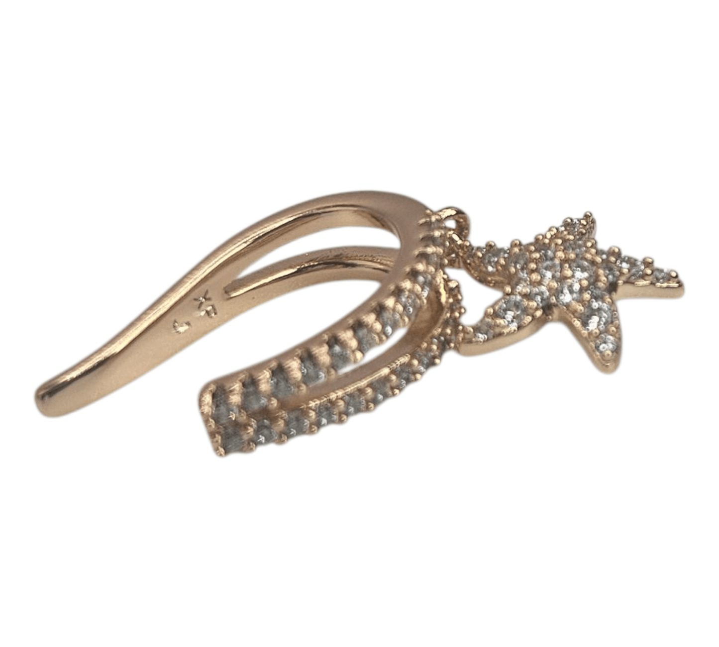 18K Gold Plated or Silver Plated Ear Cuff with Pearls and Cubic Zirconia Stones Adjustable - One Piece