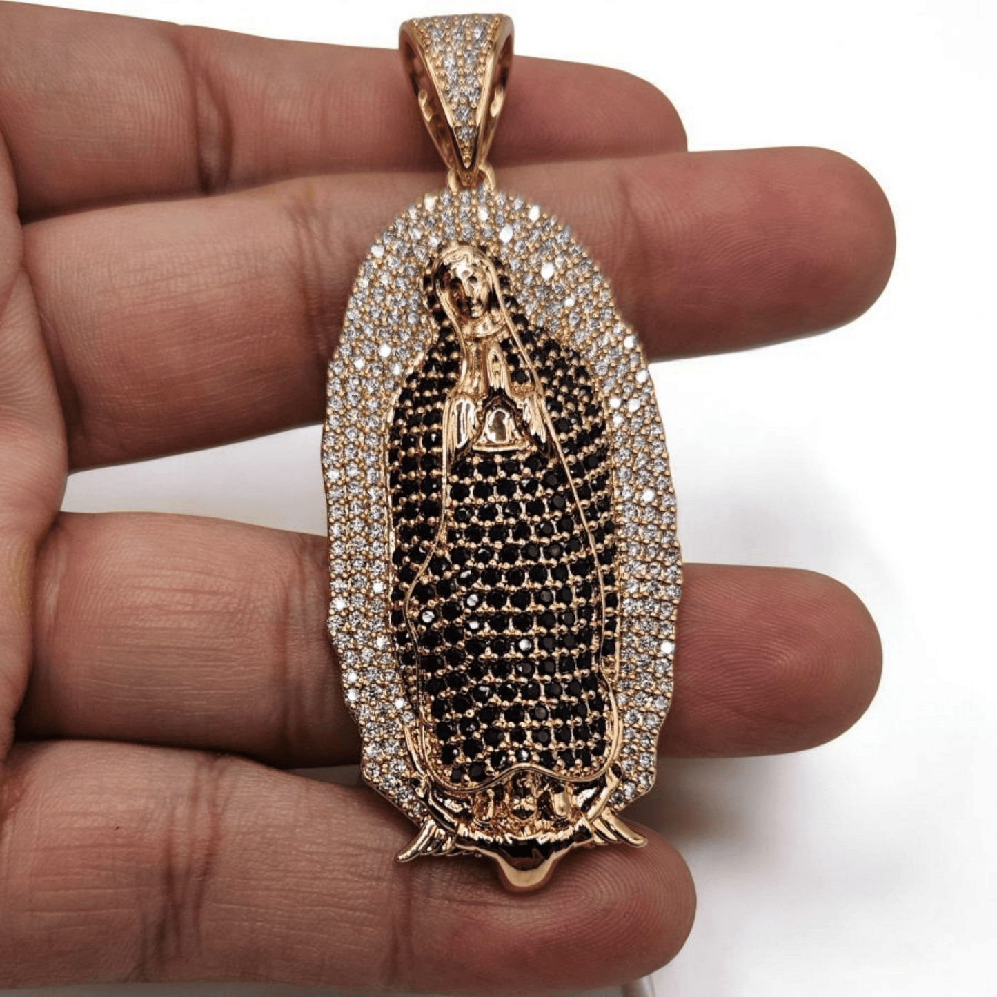 18K Rose Gold Plated Virgen Maria Pendant Large
