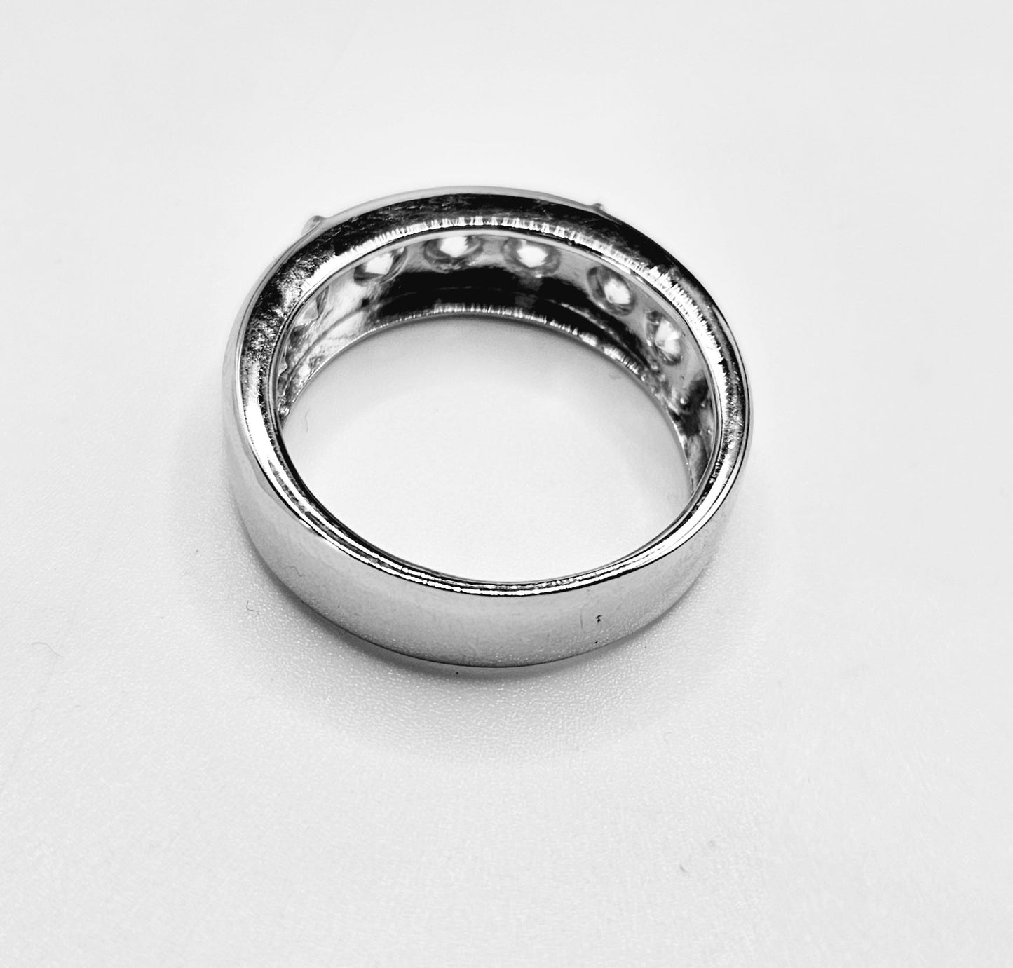 7mm Men's Wedding Band Cubic Zirconia Stones Silver Ring 925