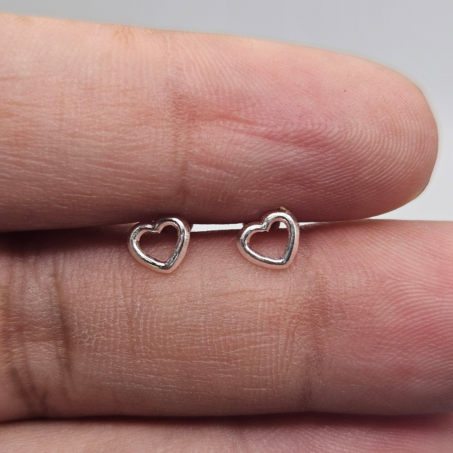 Baby Heart Shape Stud Earrings Silver 925