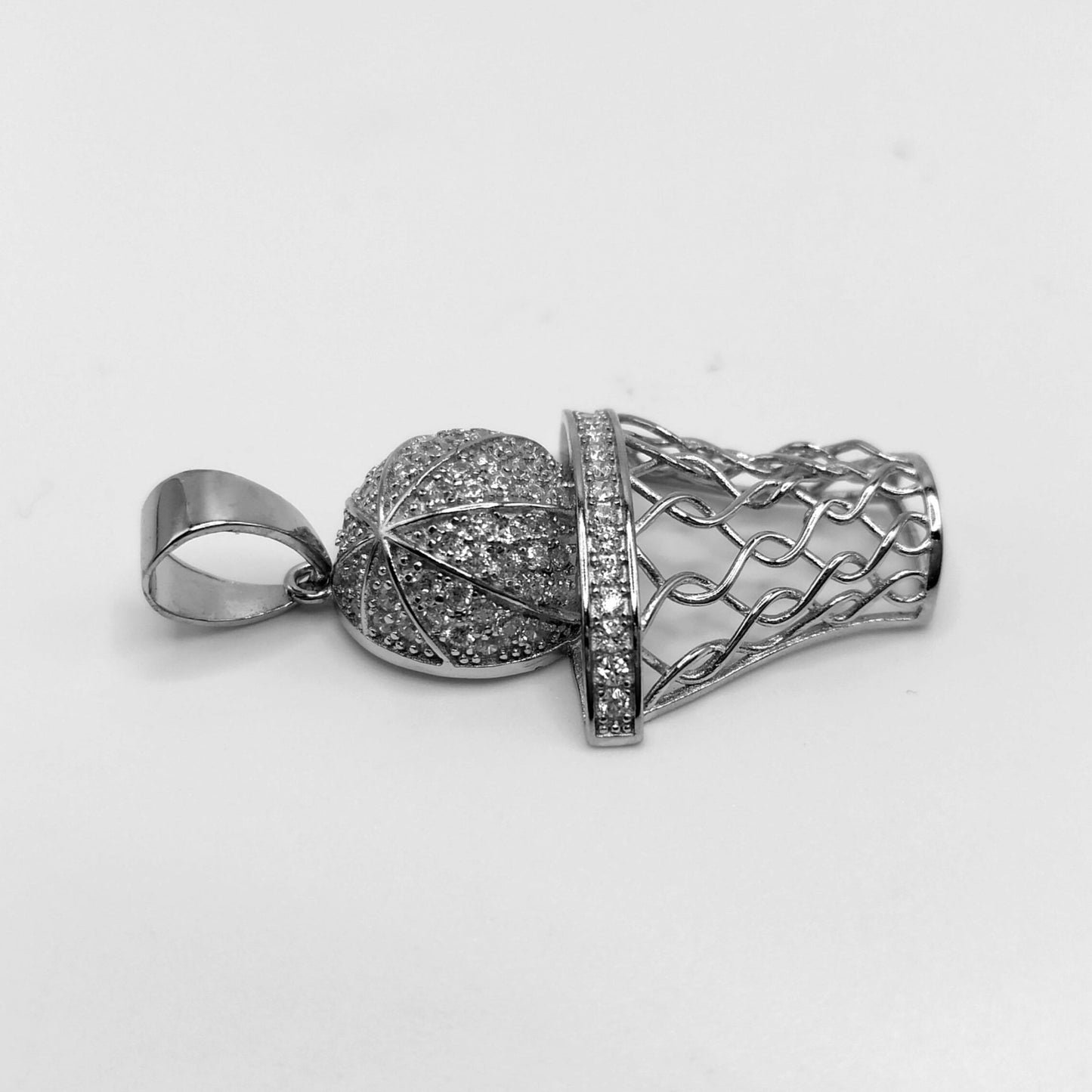 Basketball Silver 925 Pendant with Cubic Zirconia Stones