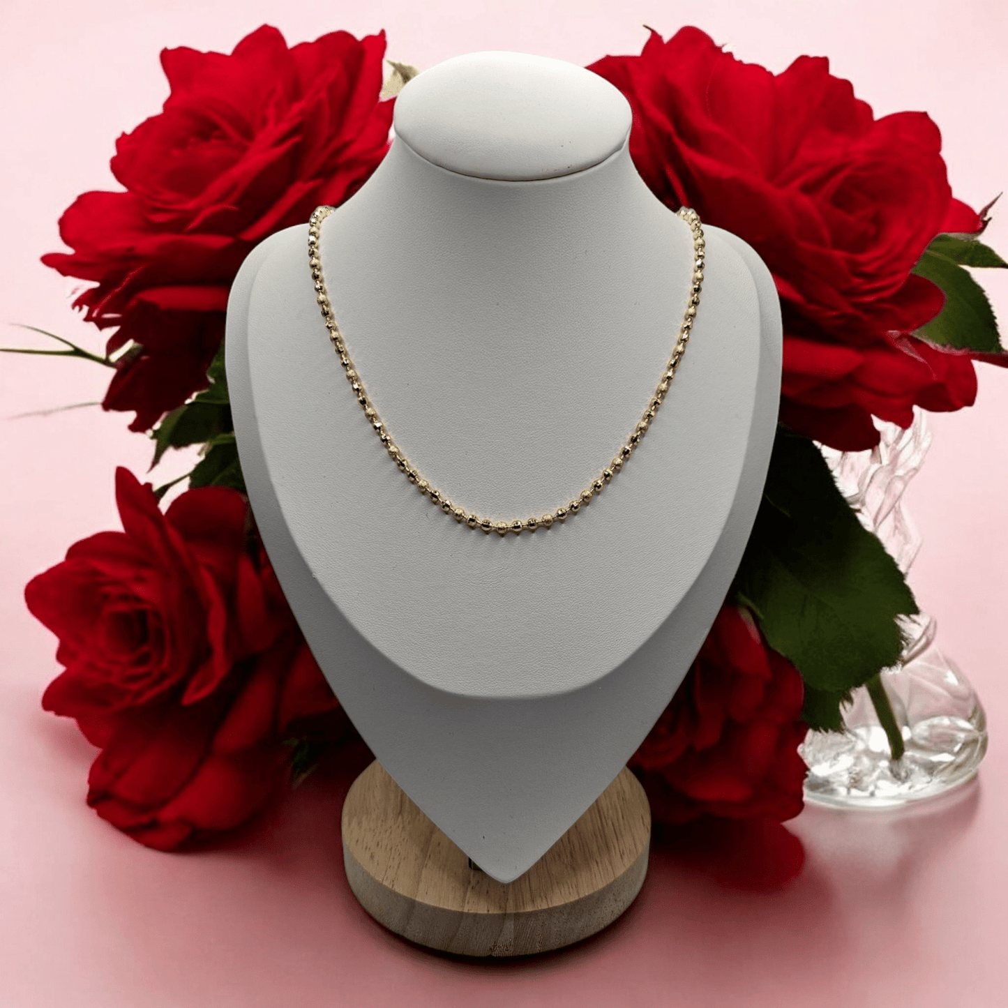 Bead Necklace 14K Gold Plated 3mm