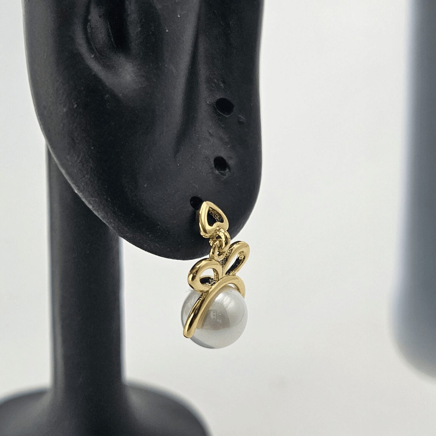 Bow with Pearl 14k Gold Plated Stud Earrings