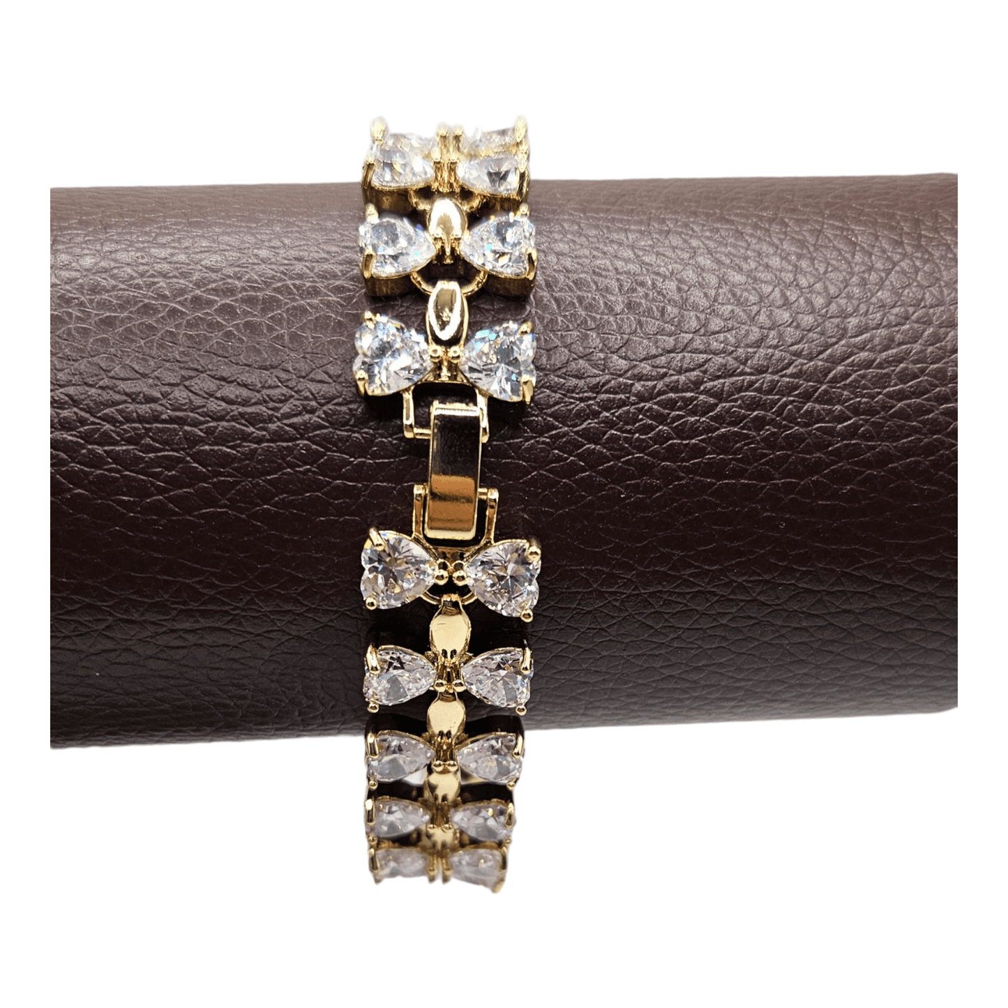 Bowtie White CZ in 14k Gold Plated Bracelet