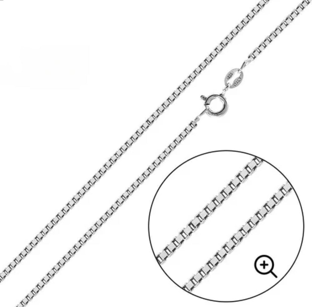 Box Chain Italian Solid 925 Sterling Silver for Men, Women 2mm