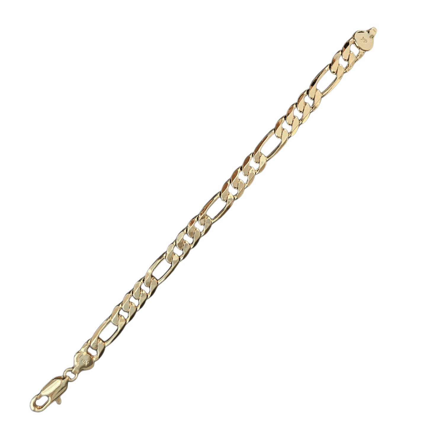 Bracelet Figaro 14k Gold Plated 8.5"L 10mm Wide