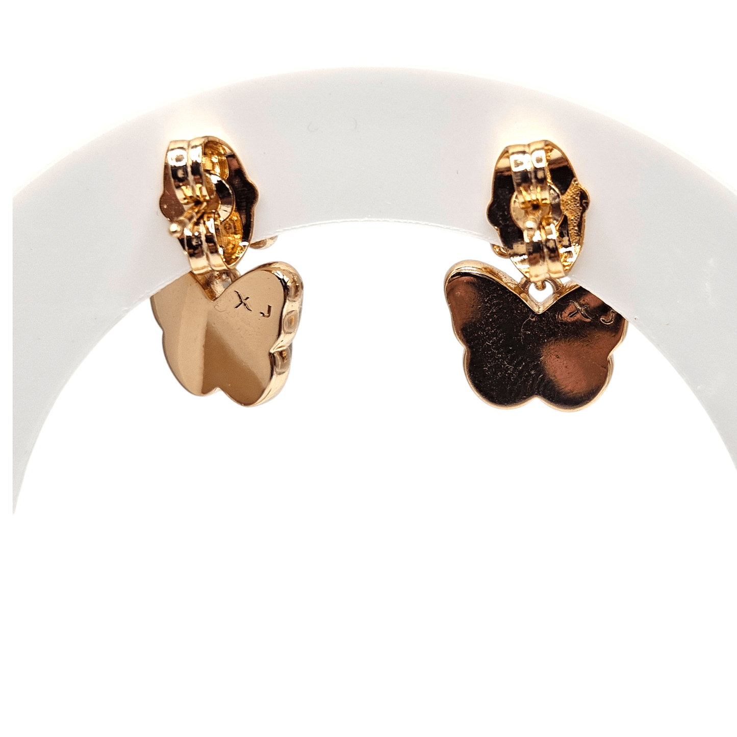 Butterfly and Flower Earrings 18K Gold Plated Green Stud Earrings for Kids or Women