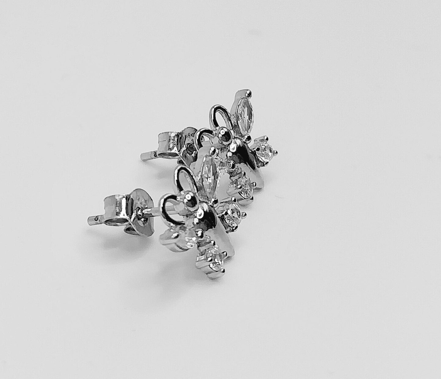 Butterfly Stud Earrings with Cubic Zirconia Stones