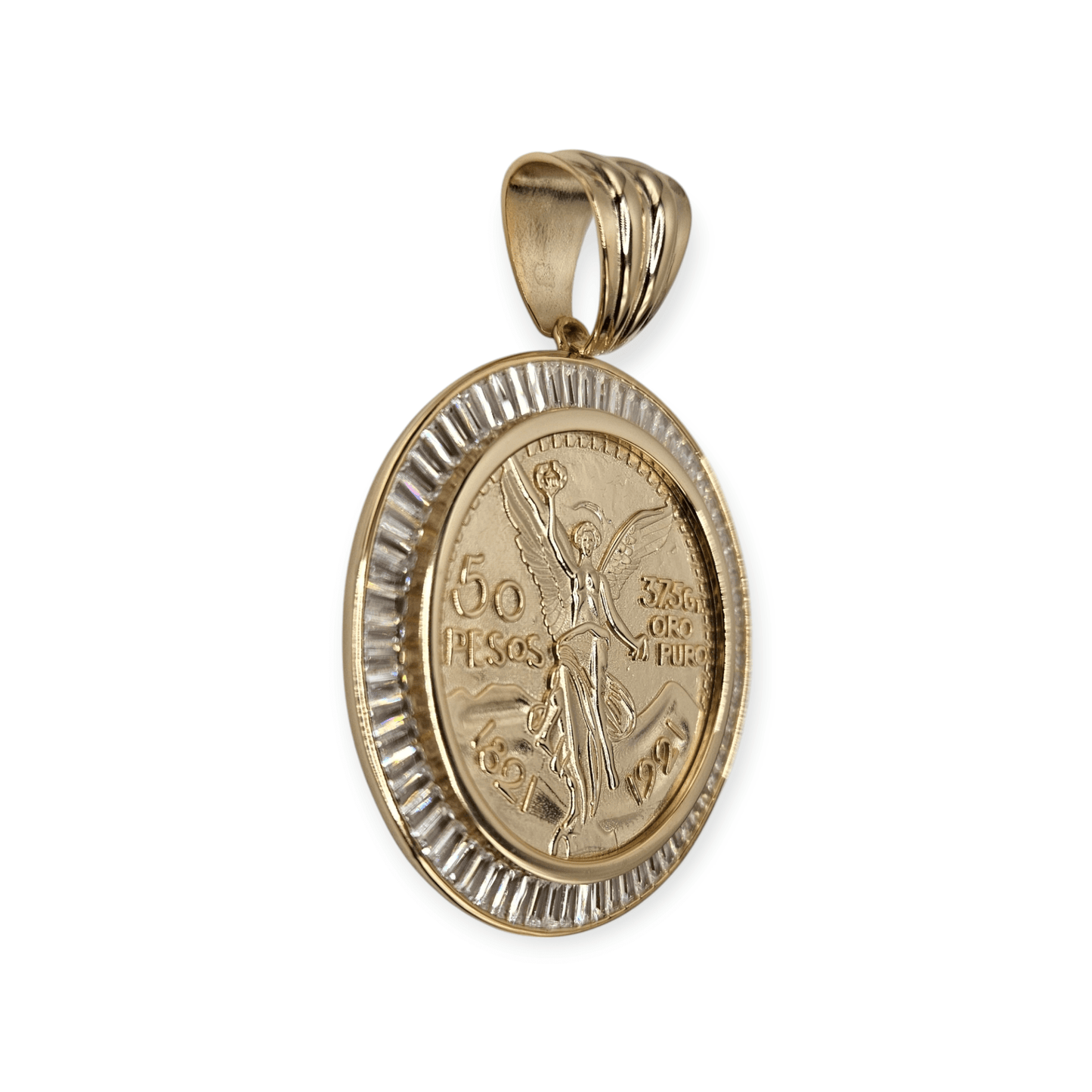 Centenario Mexican 50 Pesos 14K Gold Over Silver 925 Pendant