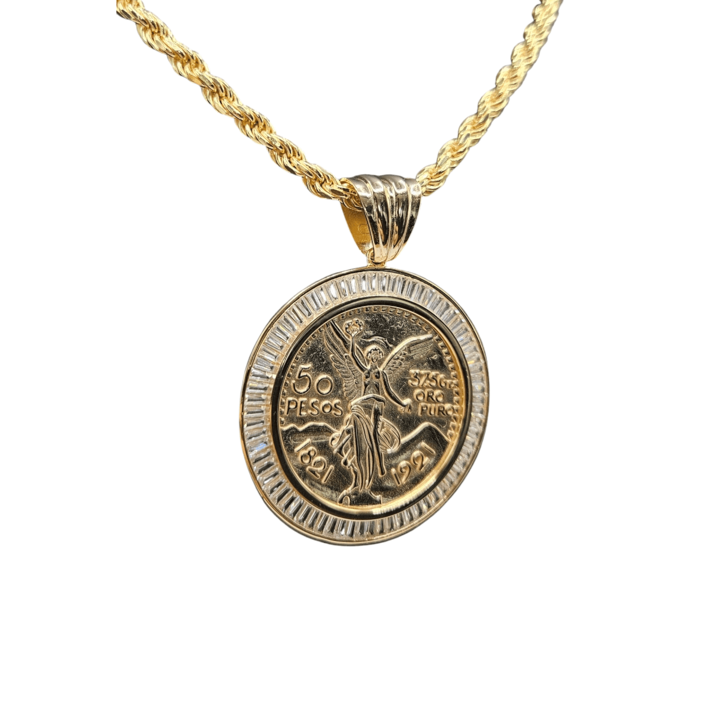 Centenario Pendant and 14K Gold over Silver 925 Chain