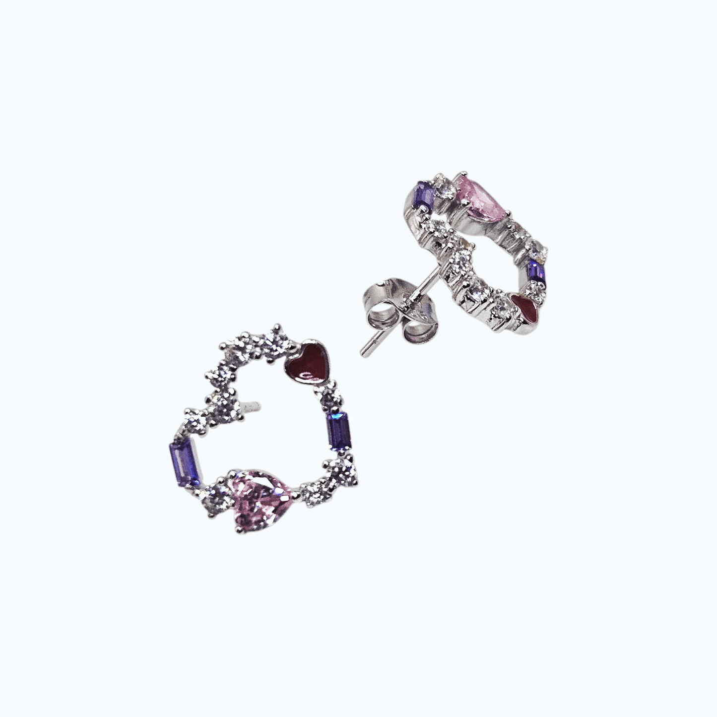 Colorfull Heart Silver 925 Stud Earrings