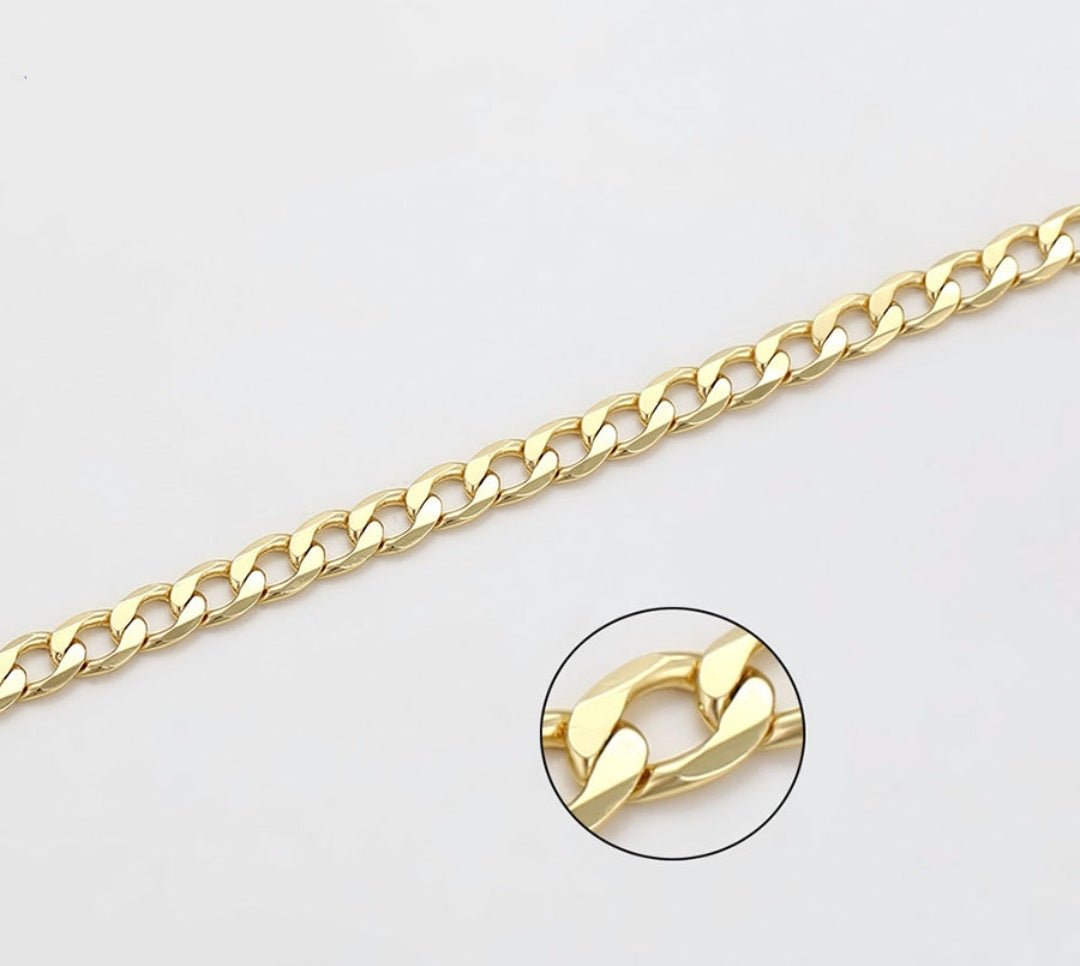 Cuban Style Anklet 14k Gold Plated 10in