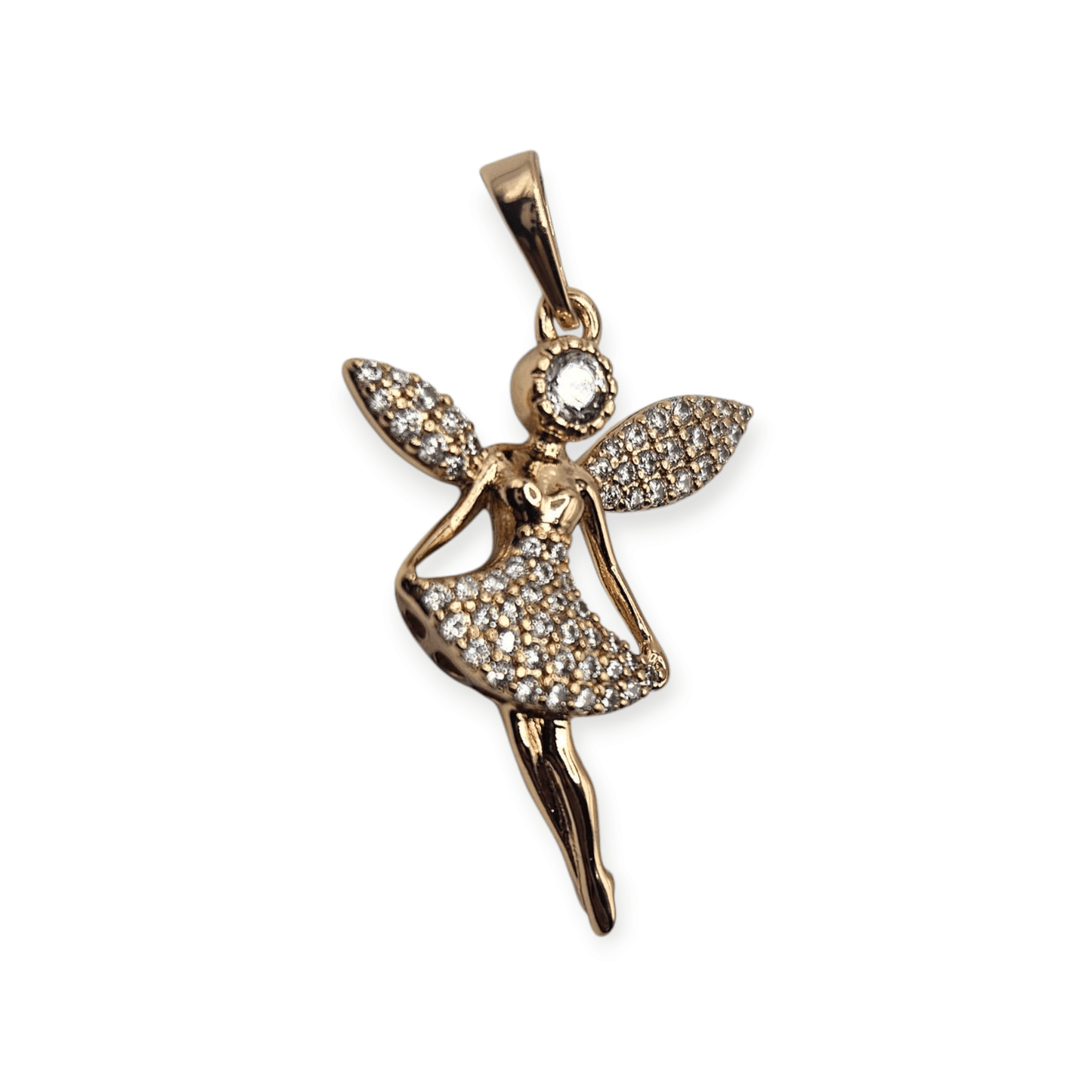 Cute Fairy 18K Rose Gold Plated Pendant White CZ Stones