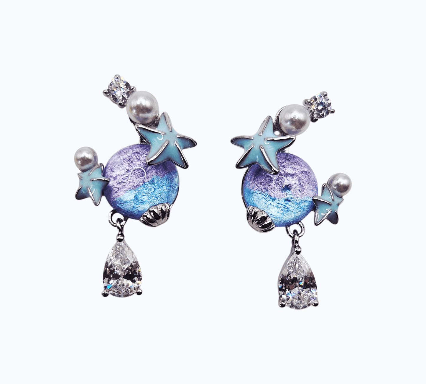 Cute Under the Sea Silver 925 Stud Earrings