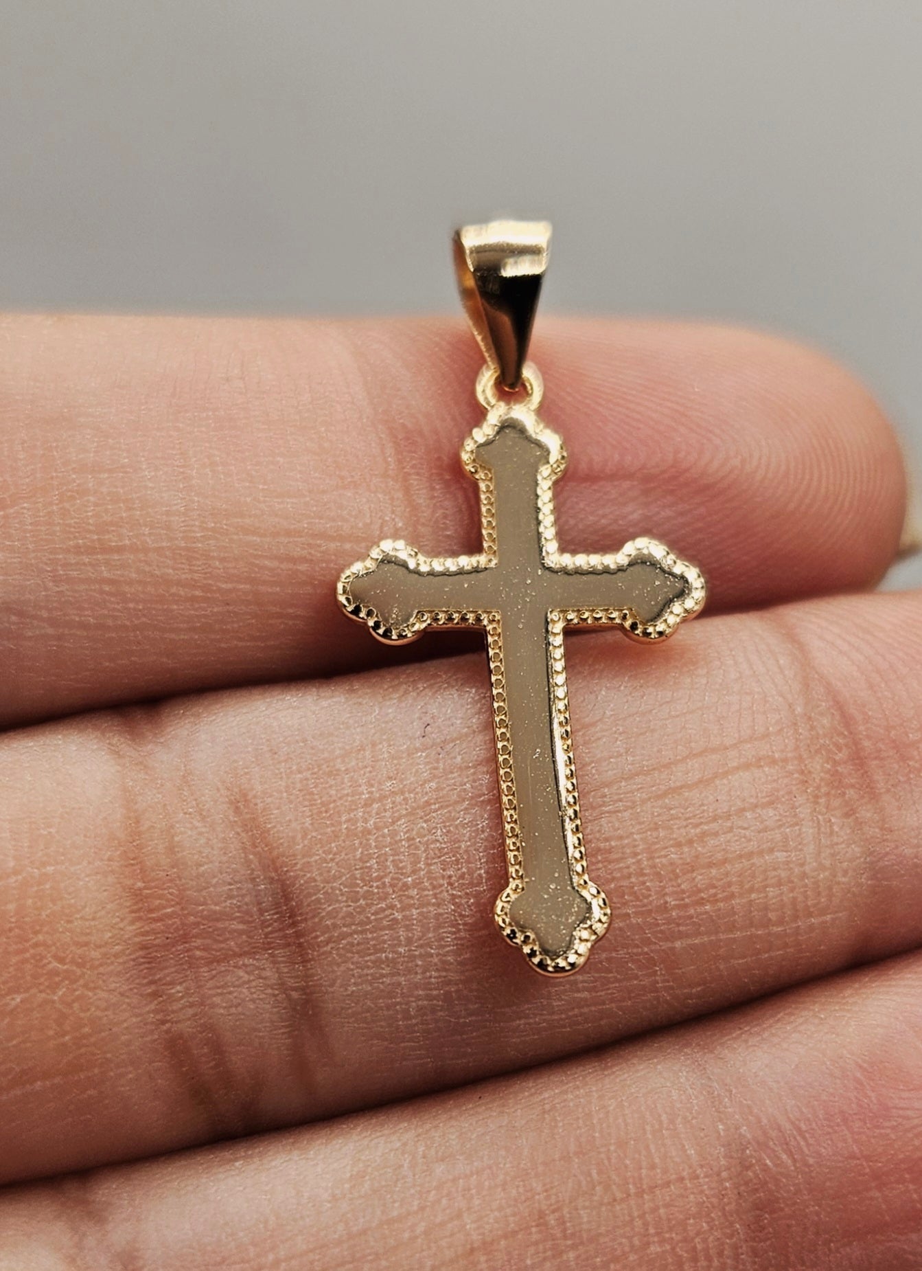 Dainty Cross Pendant Silver 925 with 18k Rose Gold Plating