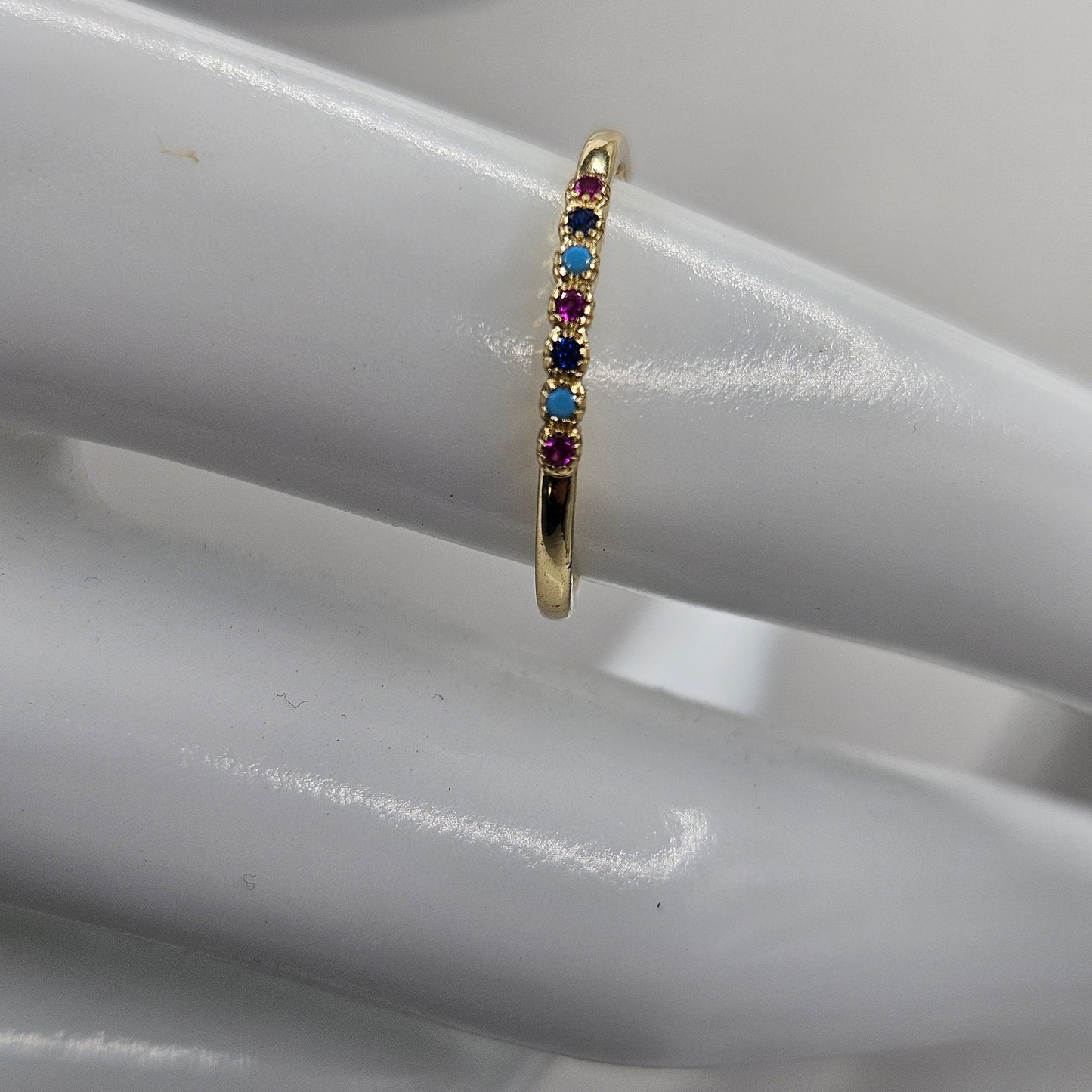 Dainty Ring Band with Colorfull Cubic Zirconia Stones for Women