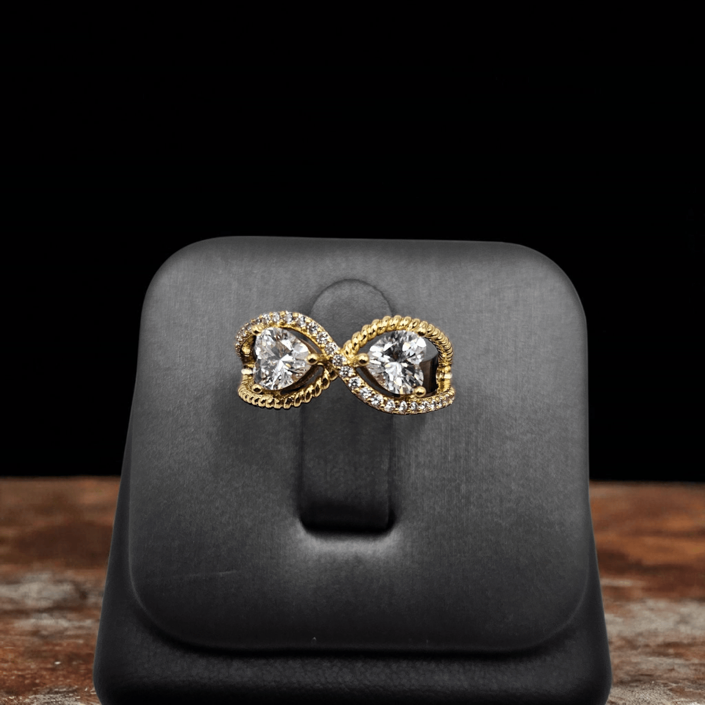 Double Heart Infinity Ring 14k Gold Plated for Women