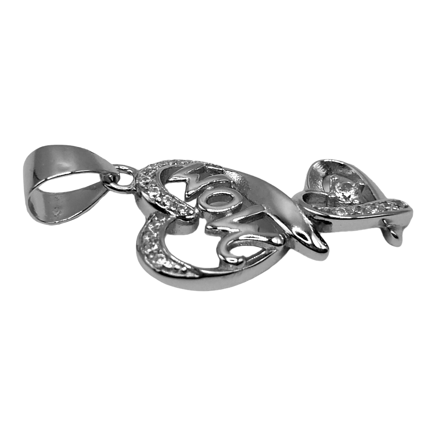 Double Heart MOM Silver 925 Pendant