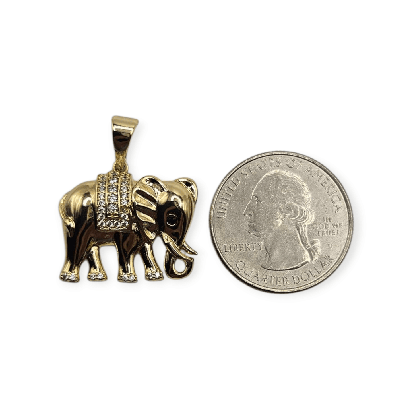 Elephant 14K Gold Plated Necklace 19in Cuban Style Chain