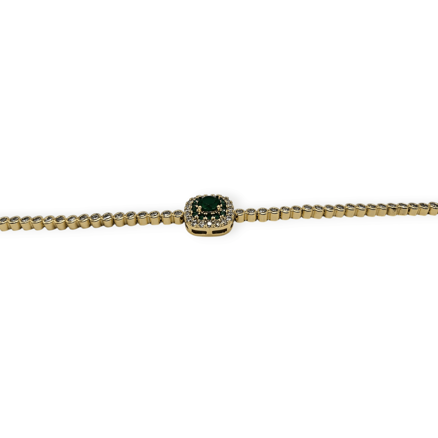 Emerald Cubic Zirconia Tennis Bracelet 14K Gold Plated