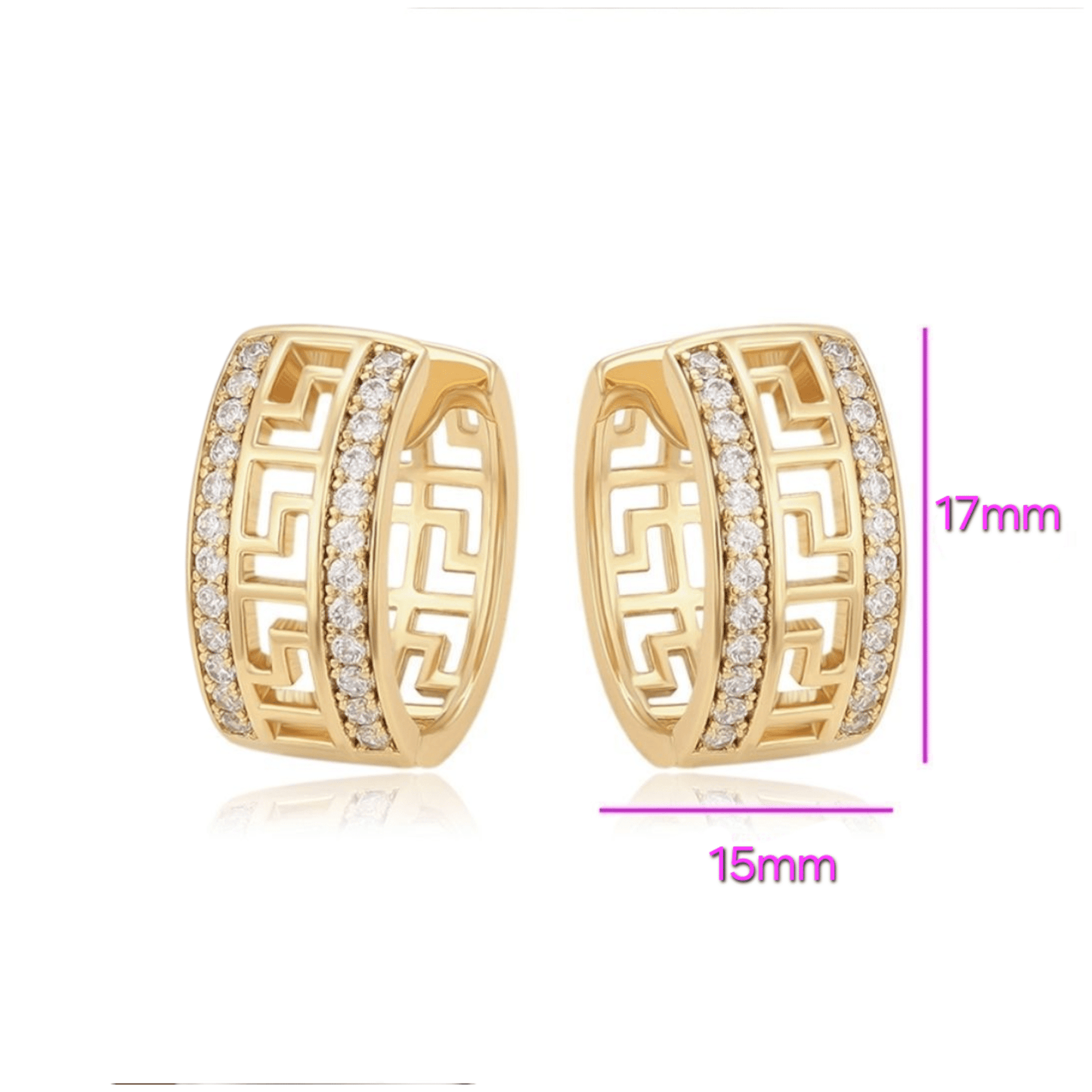 Fancy Hoop Earrings 14K Gold Plated Women Earrings 17mm