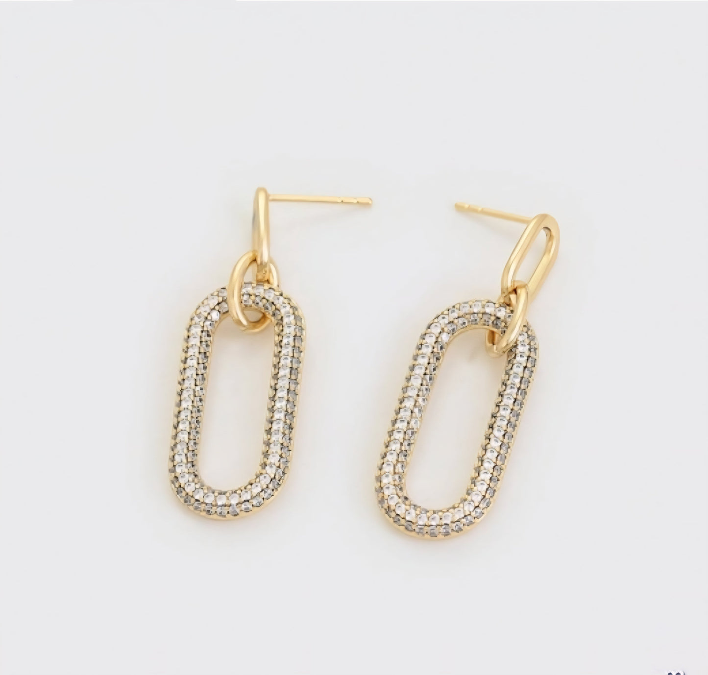 Fancy Paperclip 14K Gold Plated Stud Earrings