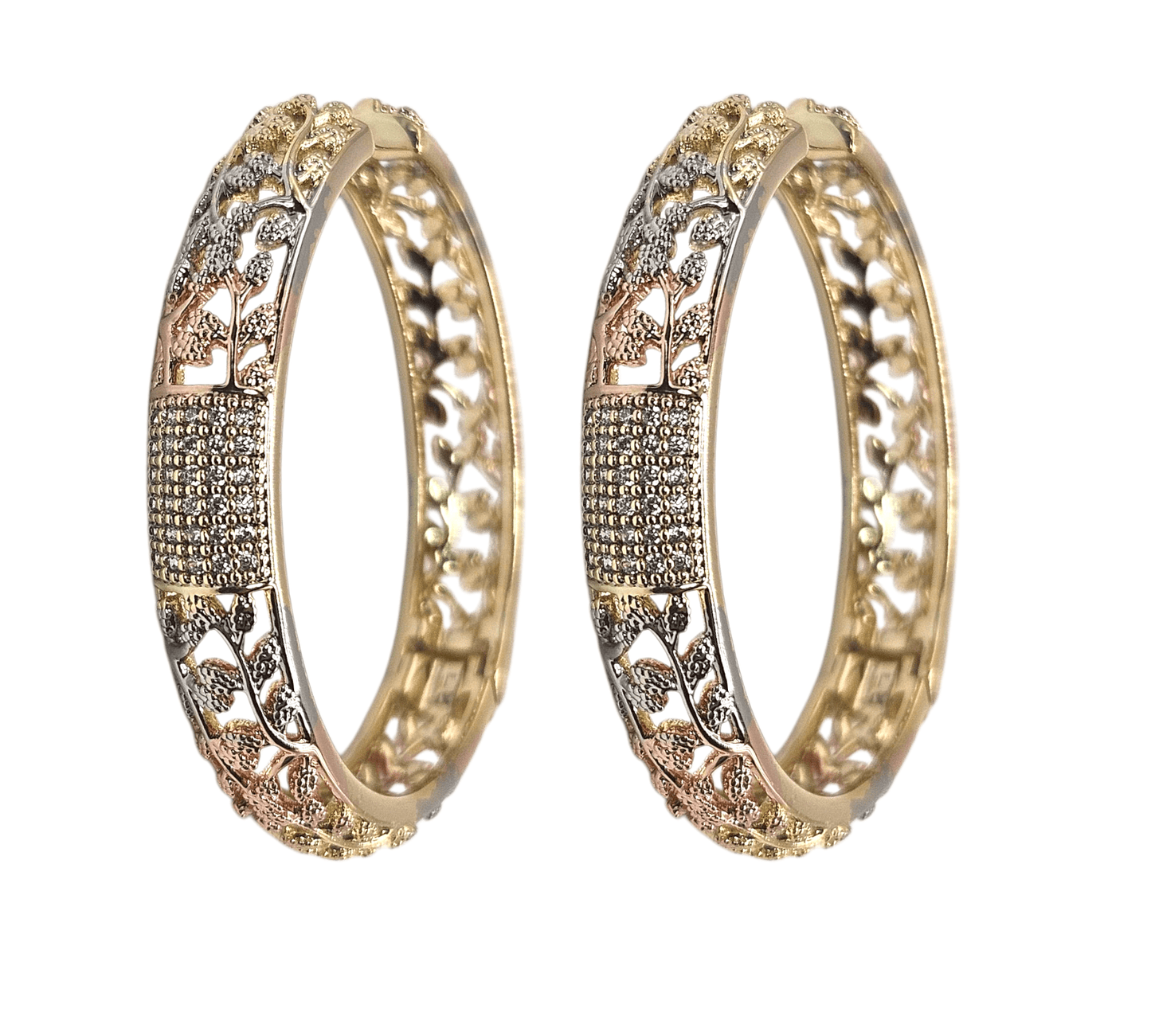 Fancy Tricolor Gold Plated Hoop 40mm Women Earrings