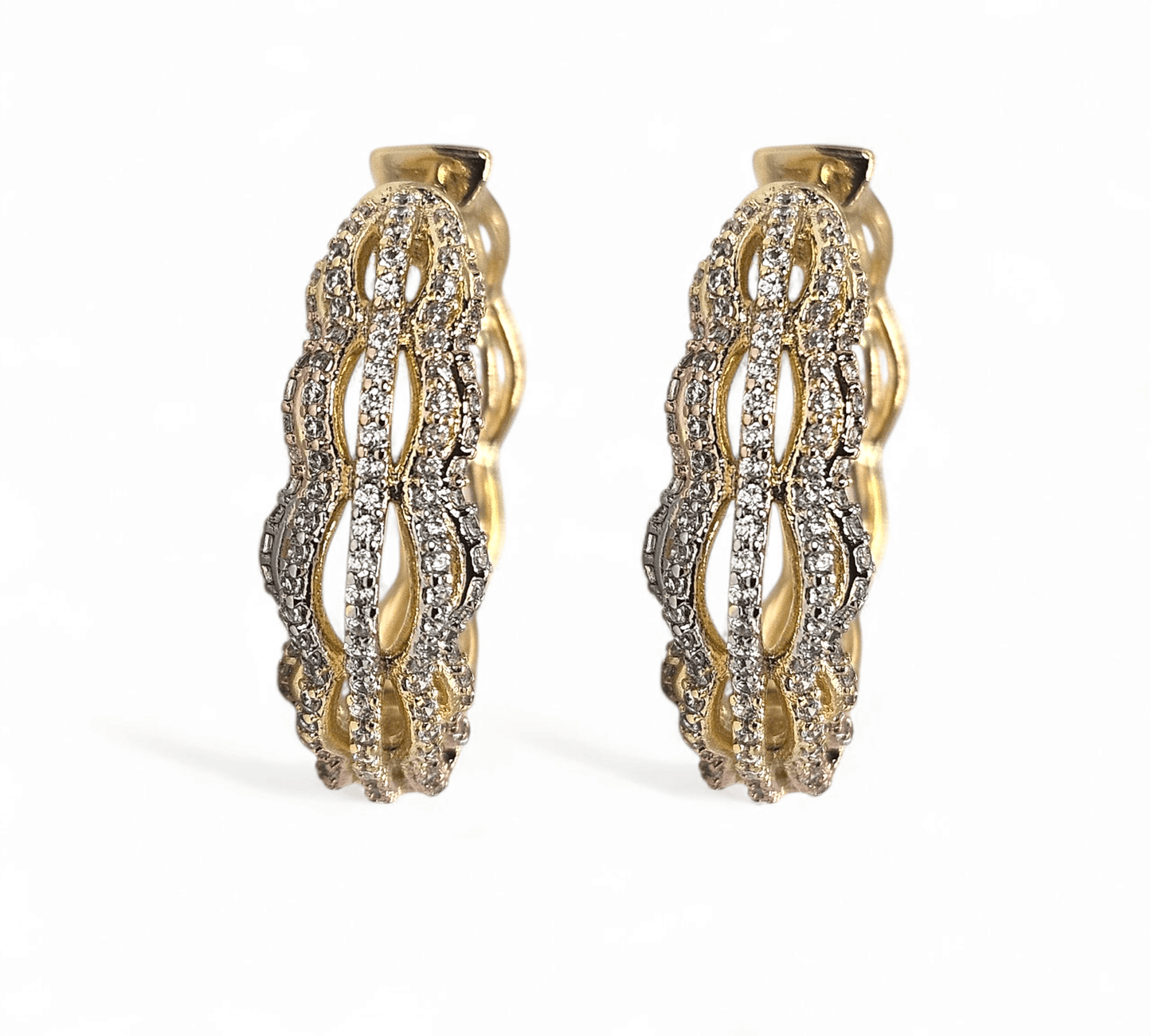 Fancy Tricolor Gold Plated Hoop Women Earrings