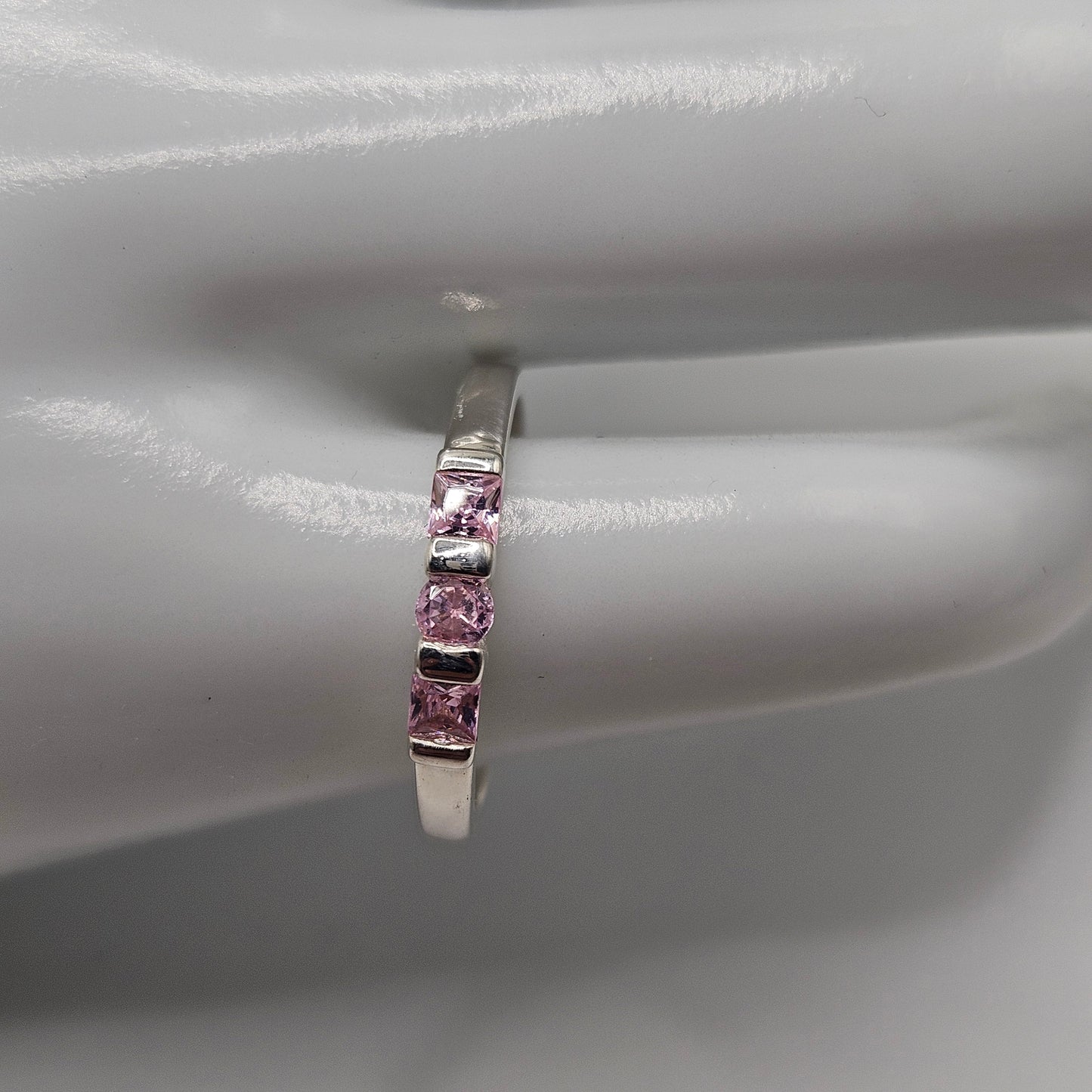 Girls Sterling Silver Pink Cubic Zirconia Ring