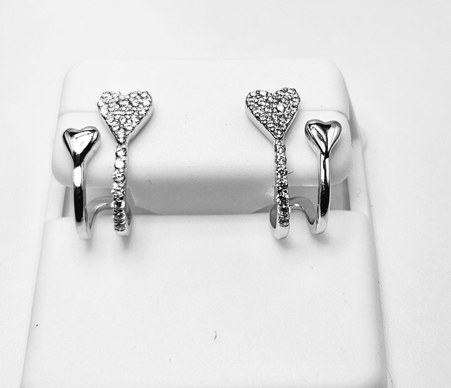 Heart Ear Wrap Earrings with Cubic Zirconia