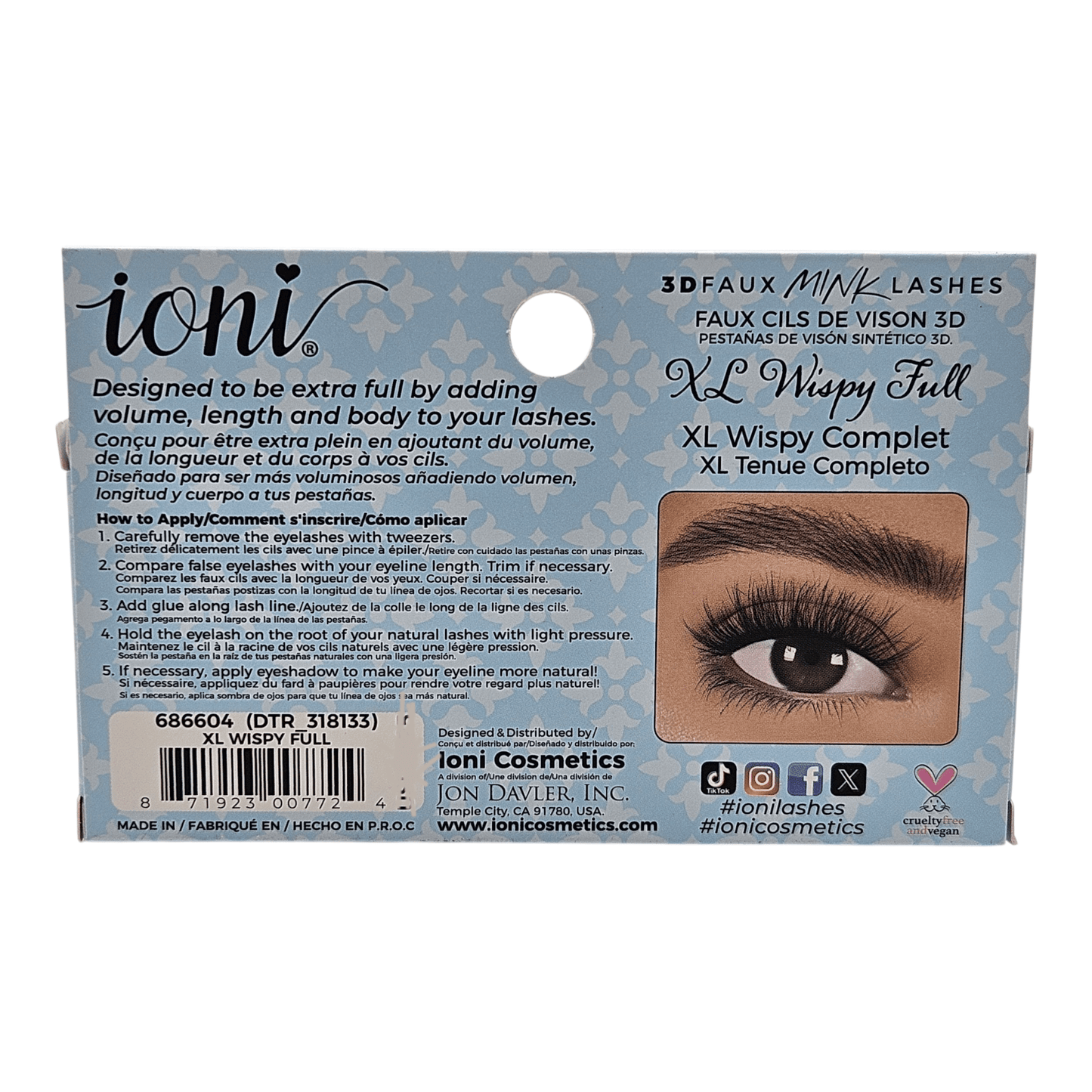 Ioni 3D Flaux Mink Lashes - XL Wispy Full