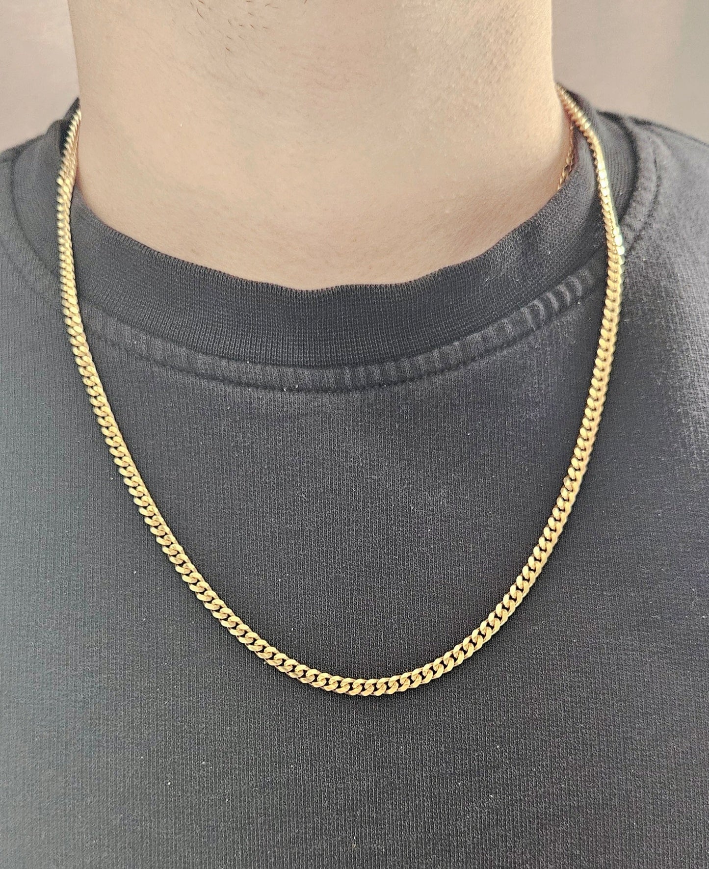 Italian Solid 14K Gold Over 925 Sterling Silver Cuban Link Chain for Men, Women 22", 24"