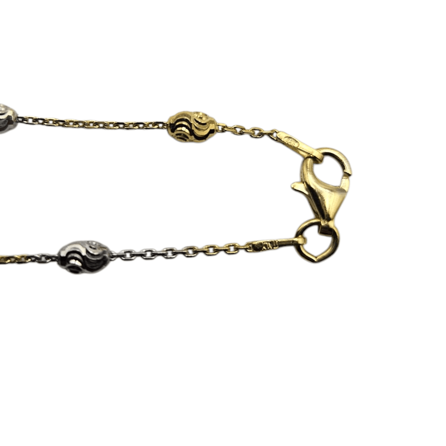 Italian Tricolor Moon Cut Oval Sterling Silver Chain for Women 22"