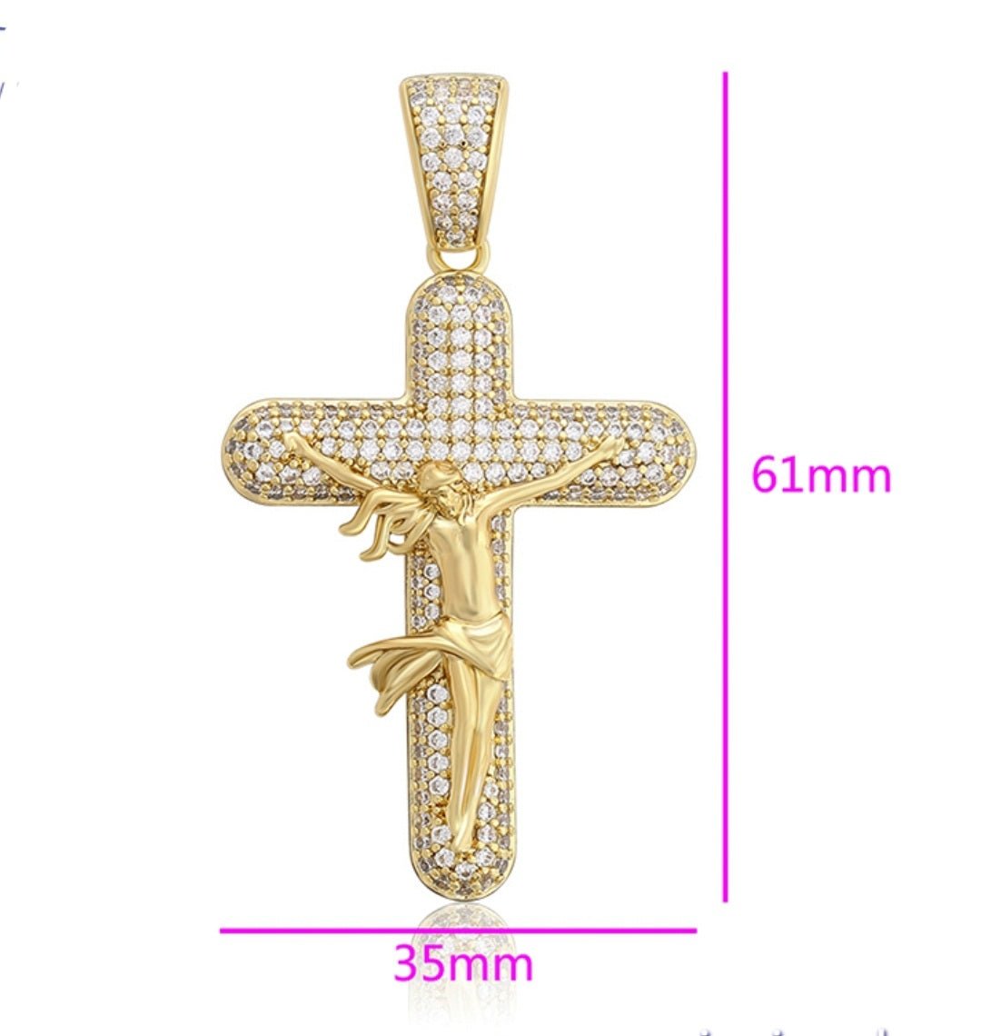 Jesus Cross 14K Gold Plated Pendant