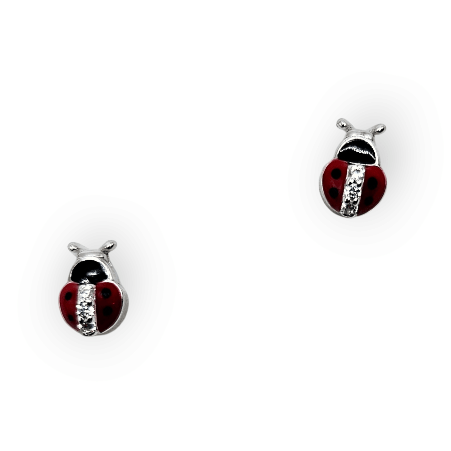Kids Red Lady Bug Jewelry Set Silver
