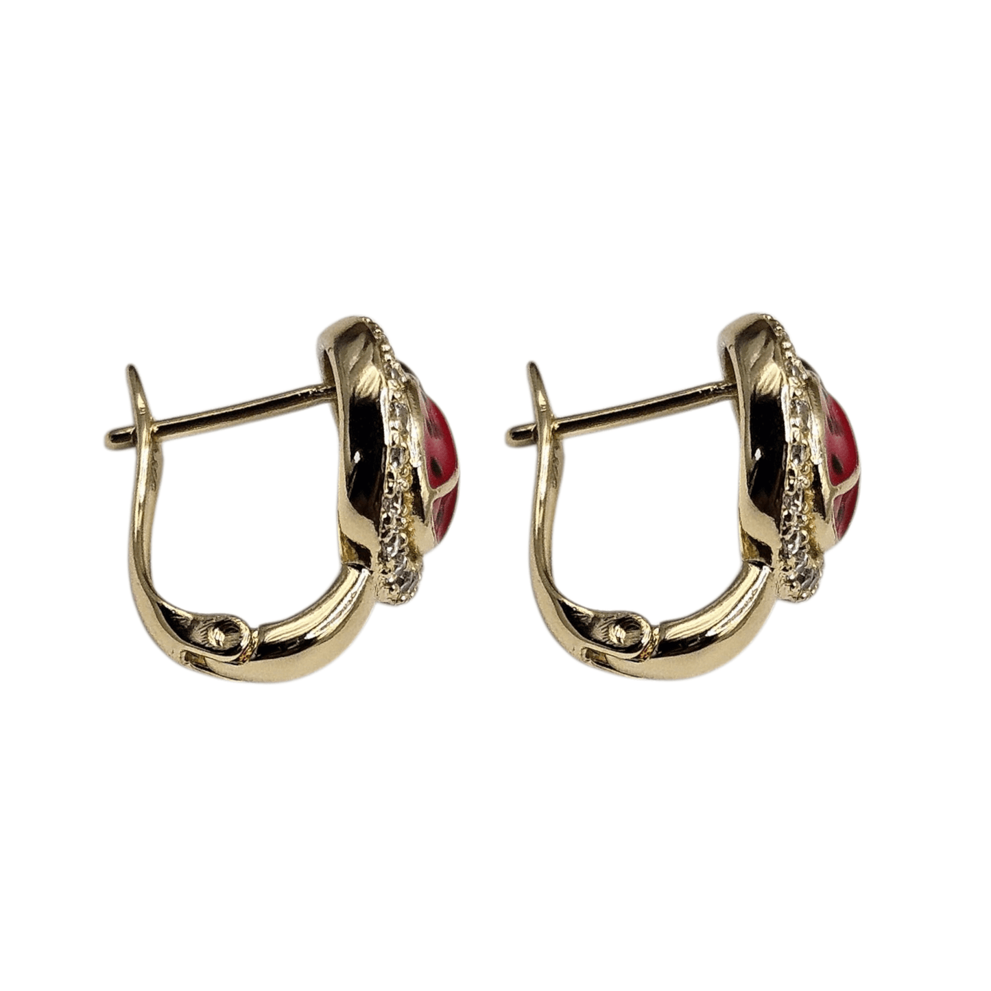 Ladybug 14K Gold Plated Huggie Earrings for Women 15mm