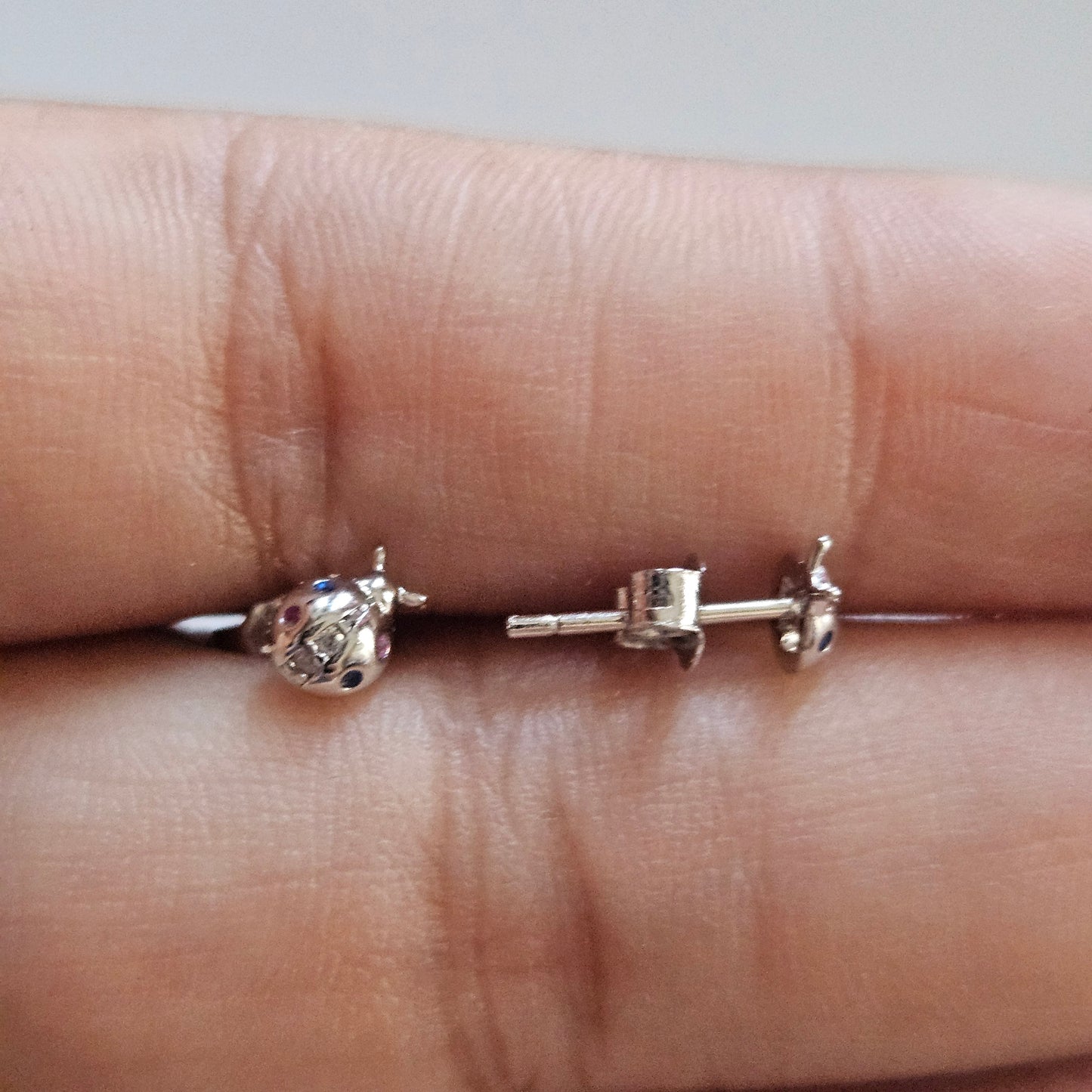 Ladybug Baby Stud Earrings Silver 925