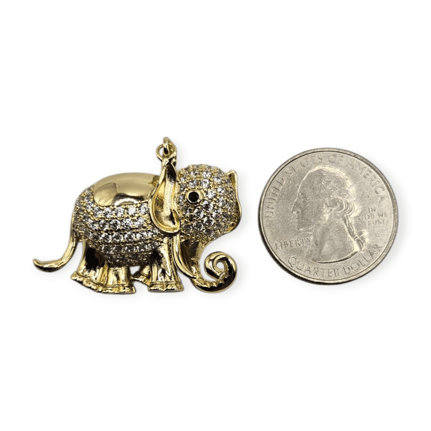 Large Elephant 14k Gold Plated Pendant 3D Design
