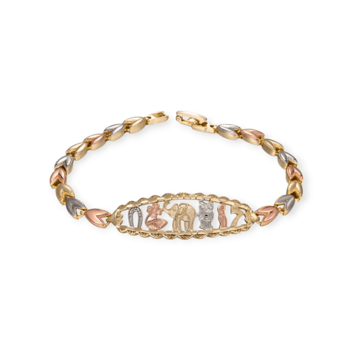 Lucky 7 and Elephant 14K Gold Plated Multi - Color Bracelet