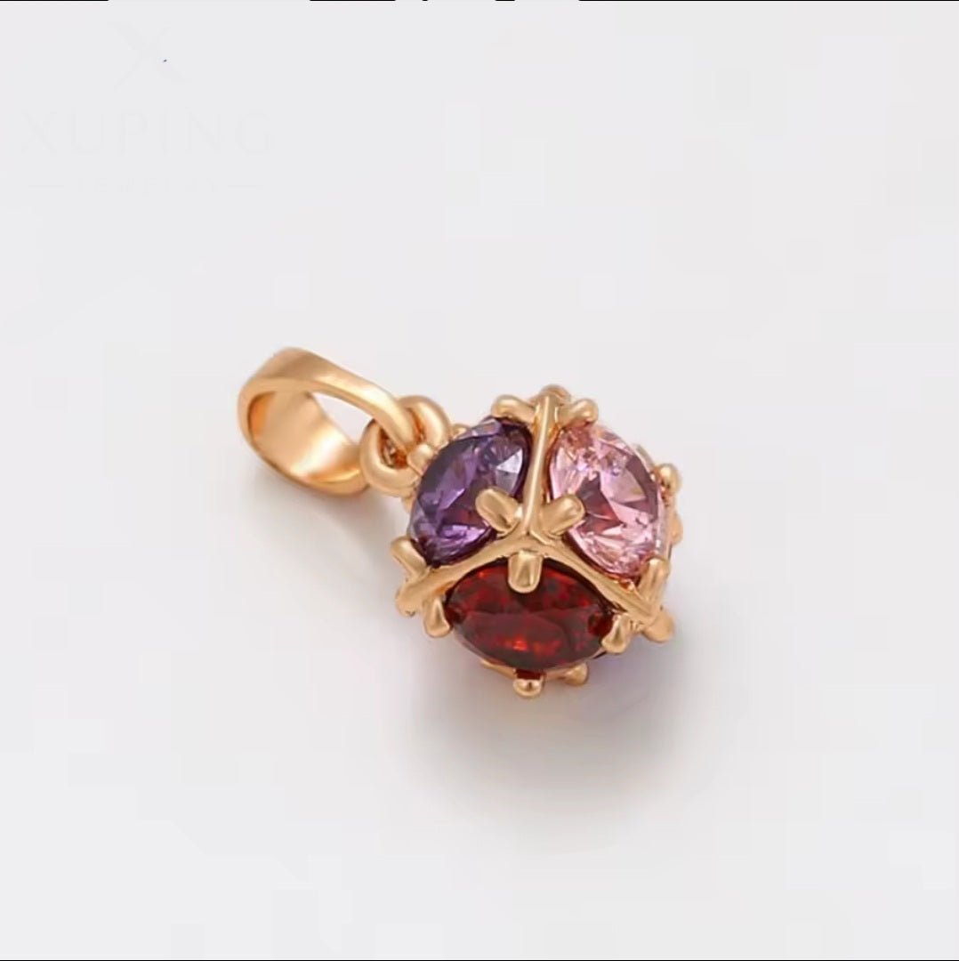 Multicolor Ball Charm Necklace 14K Gold Plated Women