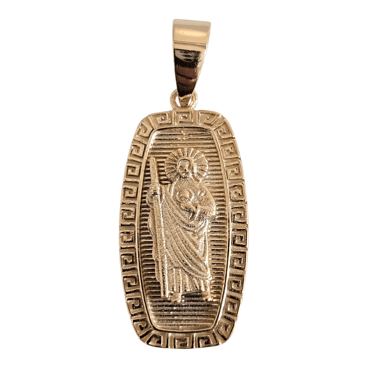 Oval Saint Jude Silver 925 Pendant San Judas in Silver or Silver with 14K Gold Plating