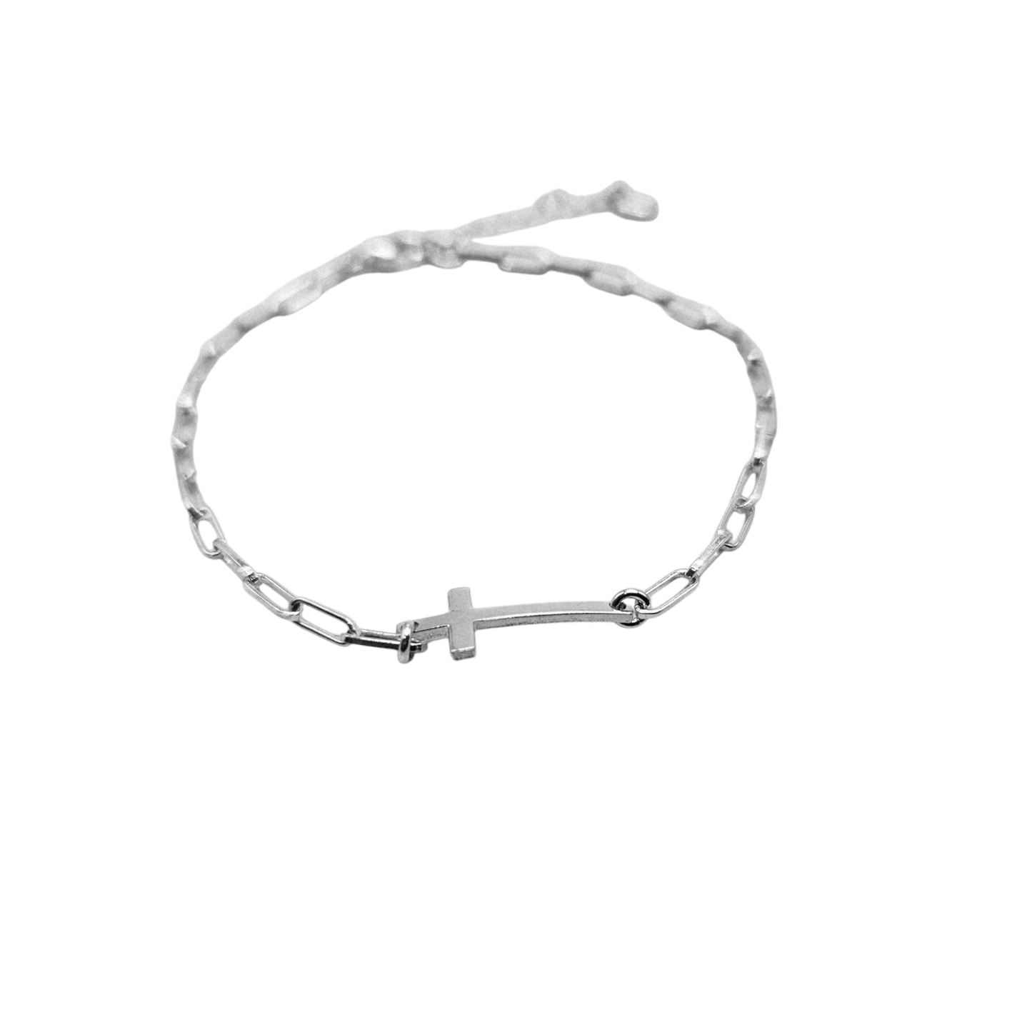 Paperclip with Cross Silver 925 Bracelet For Women