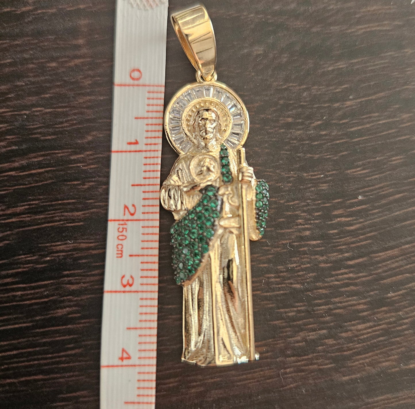 San Judas 14K Gold Plated over Silver 925 Pendant Saint Jude for Men or Women 40mm