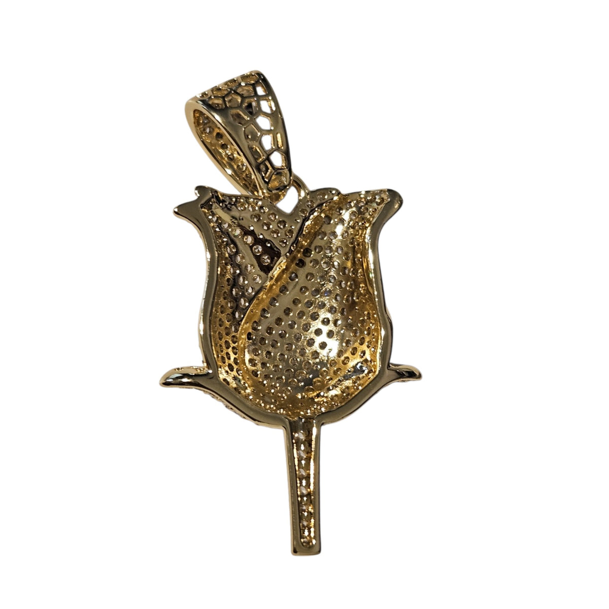 Iced Rose Pendant 14K Gold Plated