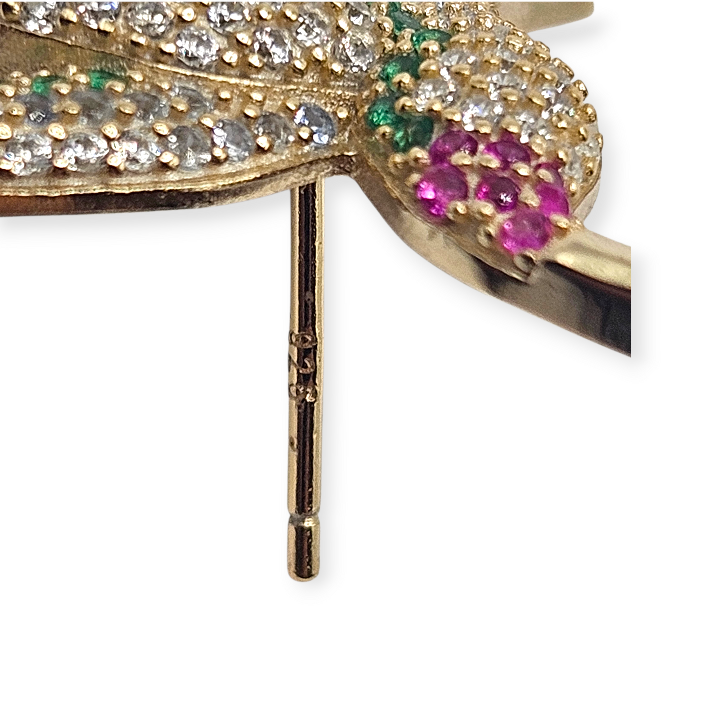 Hummingbird Stud Earrings 14K Gold Plated over Silver 925 Multicolor Cubic Zirconia for Women