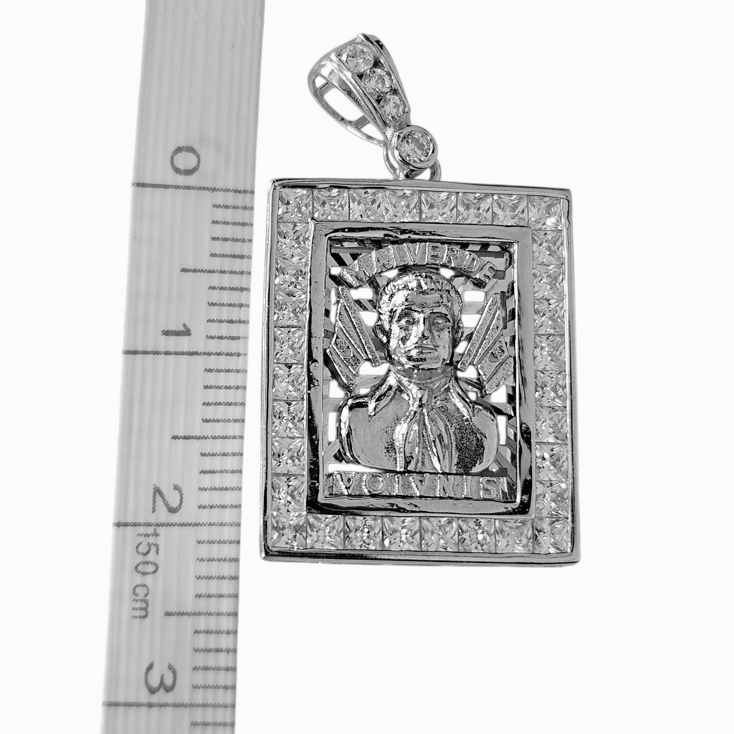 Malverde Square Pendant Silver 925 with White Cubic Zirconia Stones