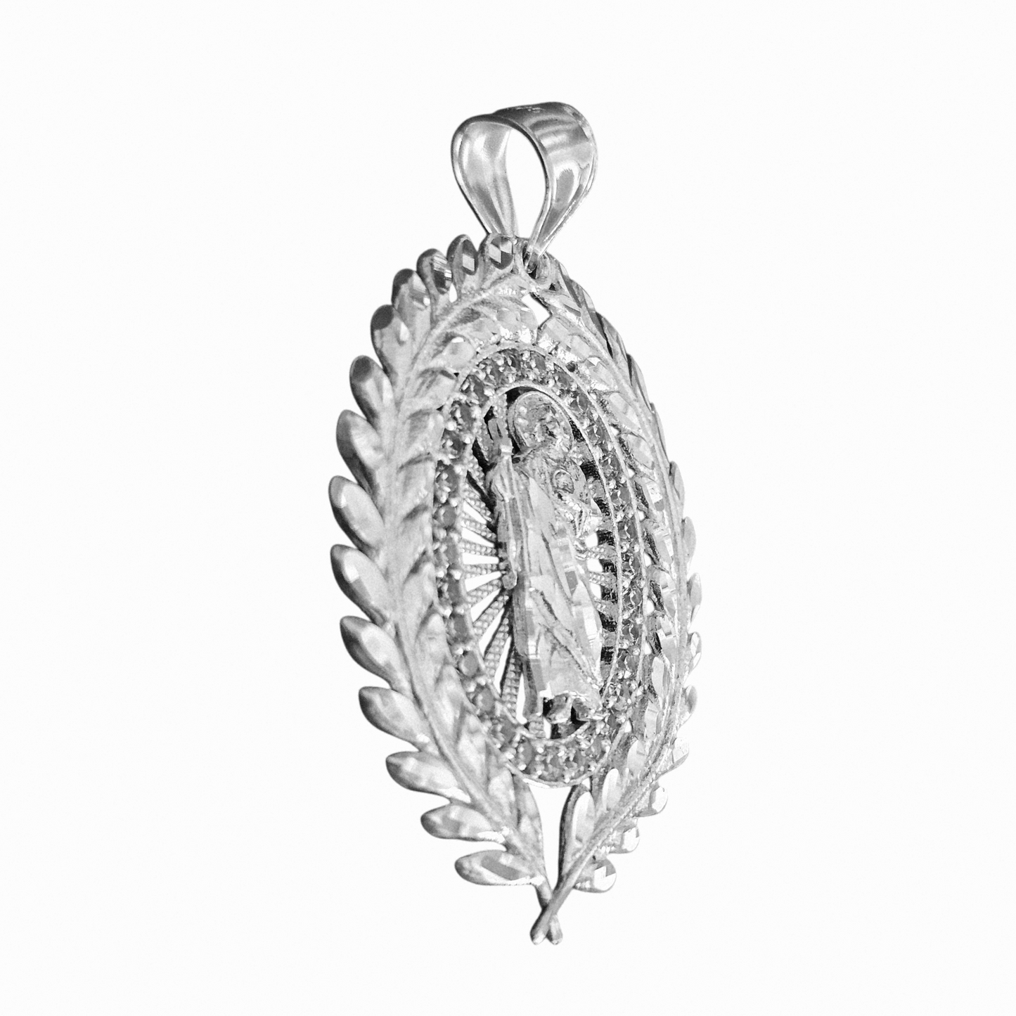 Saint Jude Oval Pendant Silver San Judas Dije de Plata