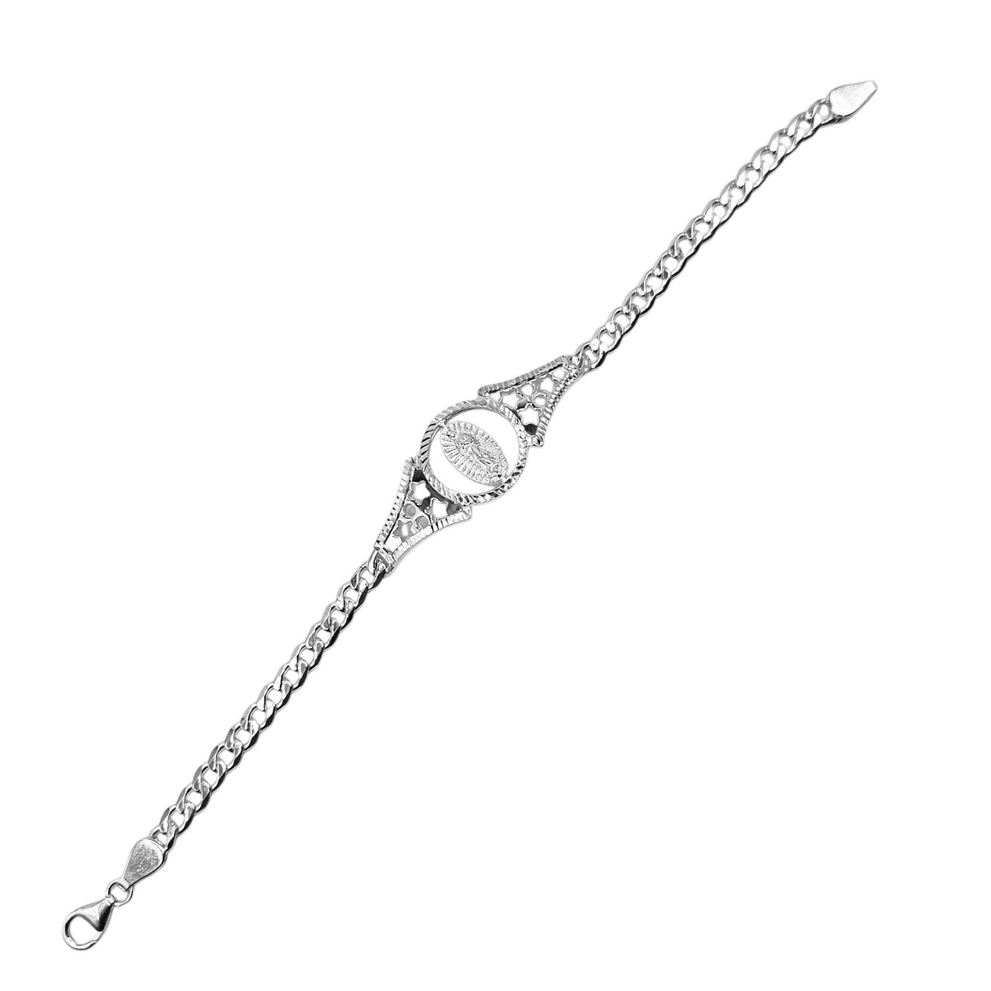 Silver Virgen Mary Bracelet 7"L for Women