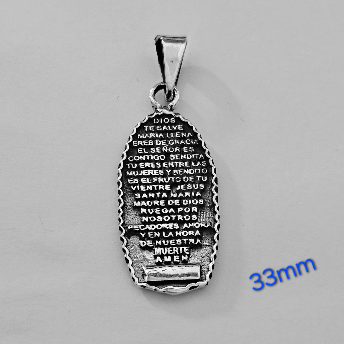 Virgin Mary Silver 925 Pendant with Dios Te Ame Prayer